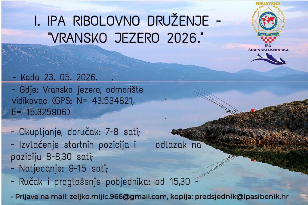 POZIV NA I. IPA RIBOLOVNO DRUŽENJE NA VRANSKOM JEZERU – IPA ŠIBENIK